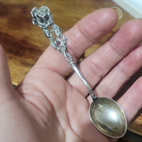 Elegant German Sterling Silver Rose Spoon - Picture 2 of 3